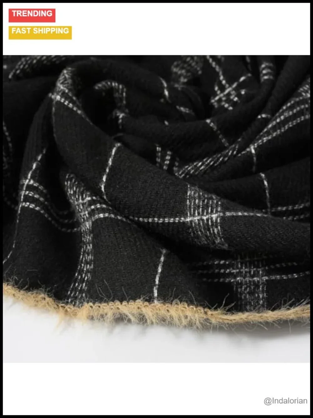 Winter Cashmere Scarf with Tassel Luxurious Warm Striped Scarf